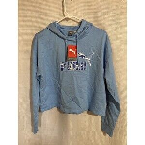 PUMA Women's Summer Splash Cropped Hoodie Day Dream Blue Size Small New